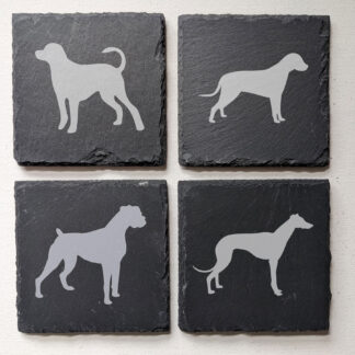 4 slate coasters of dog silhouettes, perfect gifts for dog lovers, 4 sets to choose from